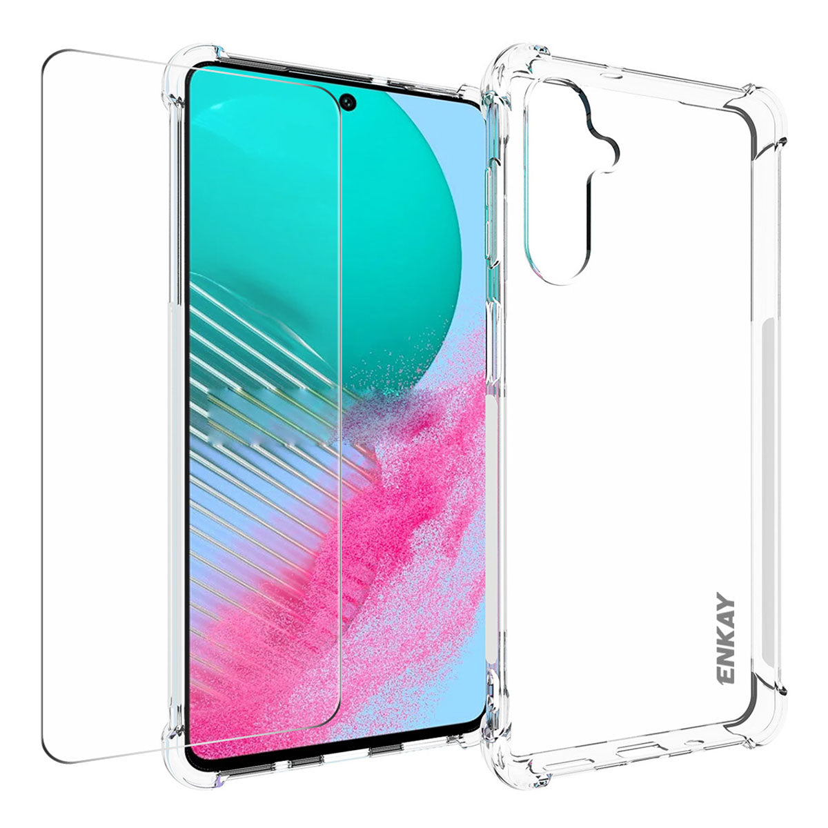 ENKAY HAT PRINCE For Samsung Galaxy M54 5G / F54 5G TPU Clear Phone Case with High Aluminium-silicon Glass Screen Film ENKAY HAT PRINCE For Samsung Galaxy M54 5G / F54 5G TPU Clear Phone Case with High Aluminium-silicon Glass Screen Film